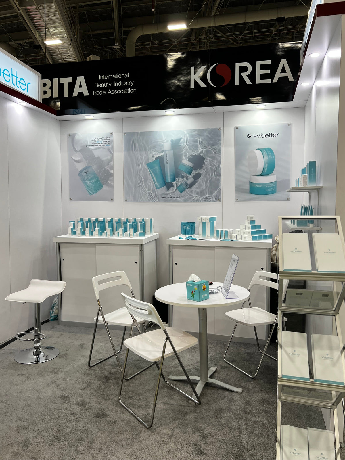 VVBETTER booth in the Korea Pavilion at Cosmoprof North America 2022, Las Vegas