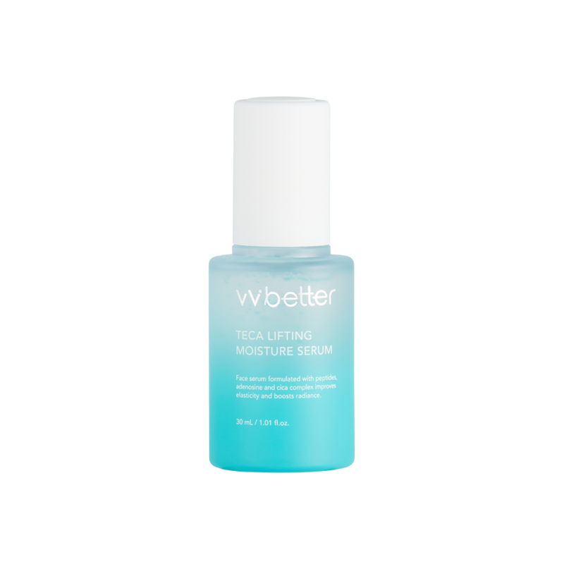 Teca Lifting Moisture Serum — front packshot, 30 ml blue-gradient dropper bottle with white cap