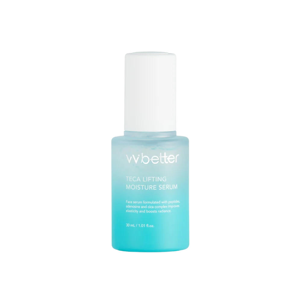 Teca Lifting Moisture Serum blue gradient bottle with white cap on a plain background