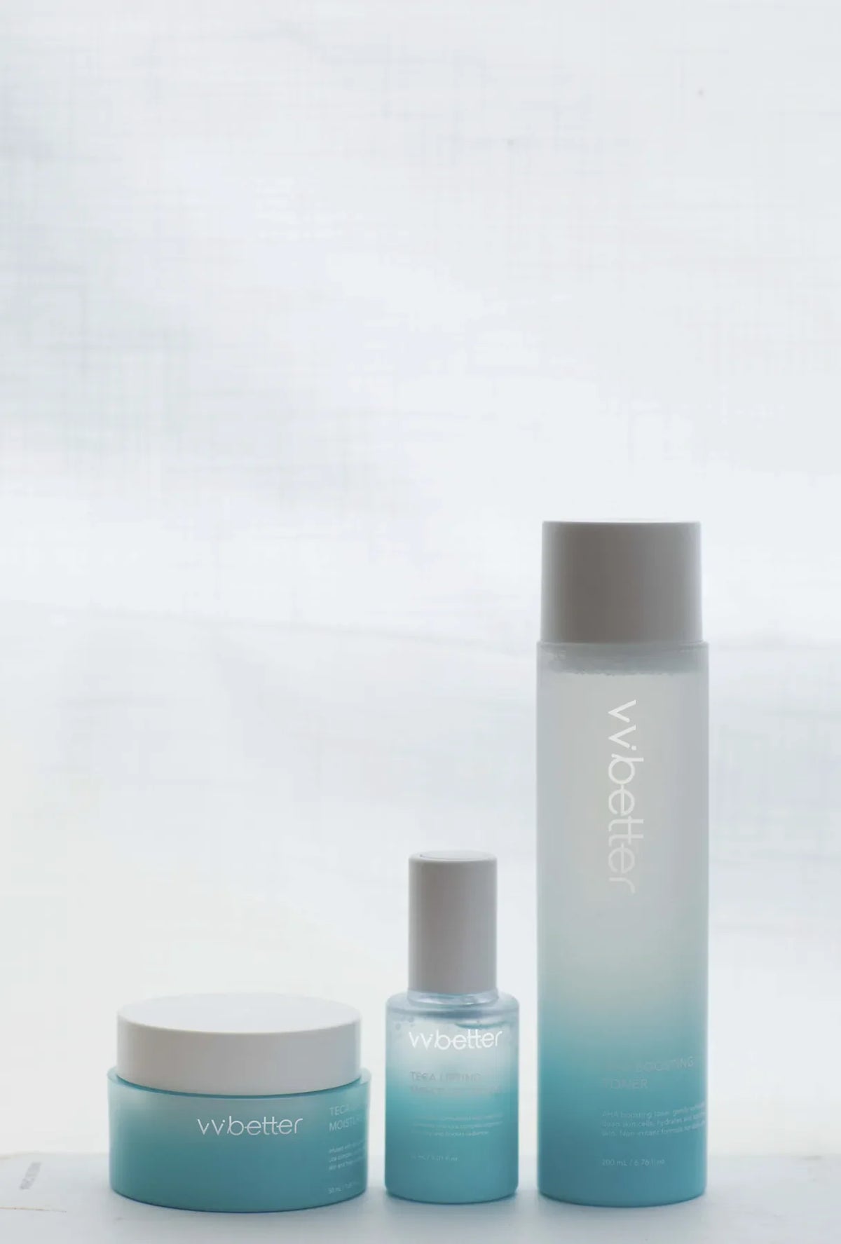 The Blue Line toner, serum and cream in soft white daylight