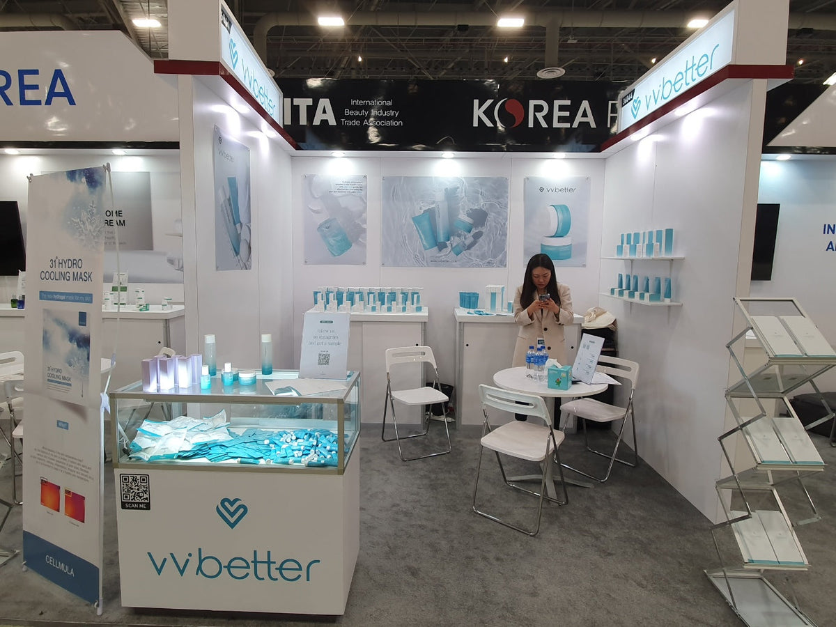VVBETTER booth in the Korea Pavilion at Cosmoprof North America 2023, Las Vegas