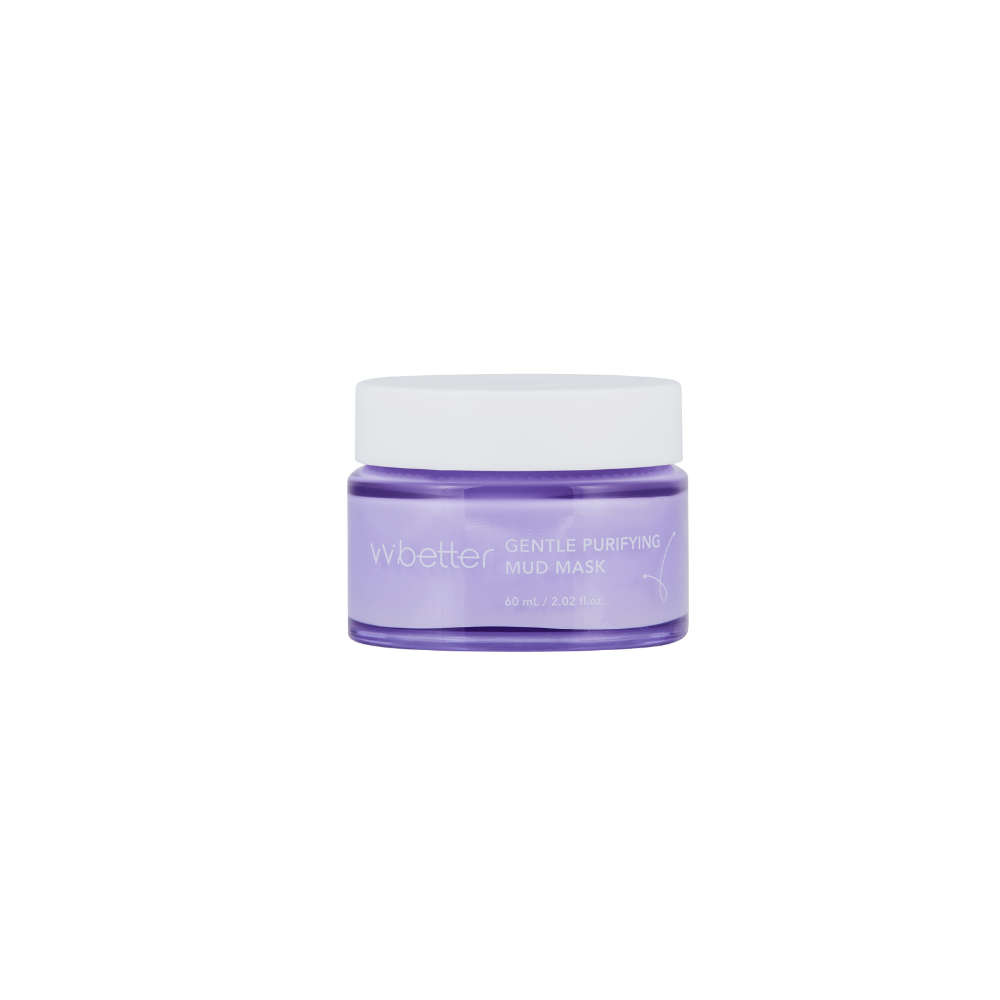 Gentle Purifying Mud Mask — lavender 60 ml jar with white lid, front packshot