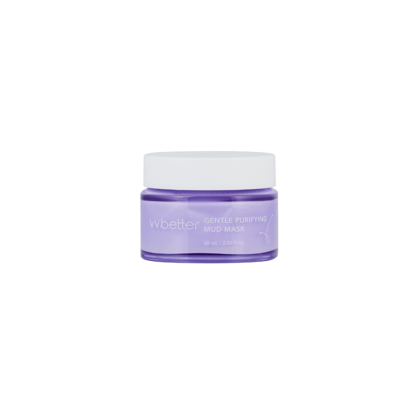 Gentle Purifying Mud Mask — lavender 60 ml jar with white lid, front packshot