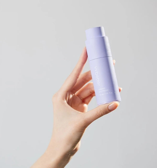Fingers holding the Firming Eye Cream bottle up