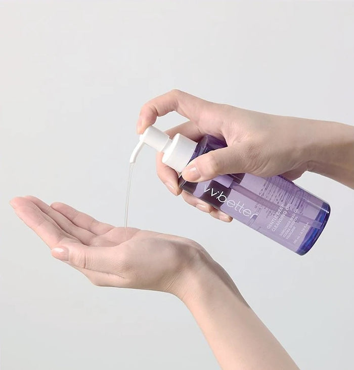 Pumping Gentle Deep Cleansing Oil into a palm