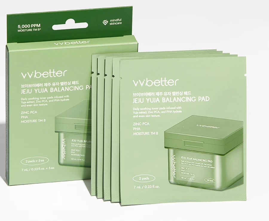 Jeju Yuja Balancing Pad Mini Set box with five 2-pad pouches