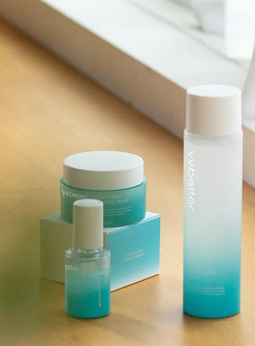 TECA Lifting Moisture Cream and Serum with the AHA Boosting Toner by a sunny window