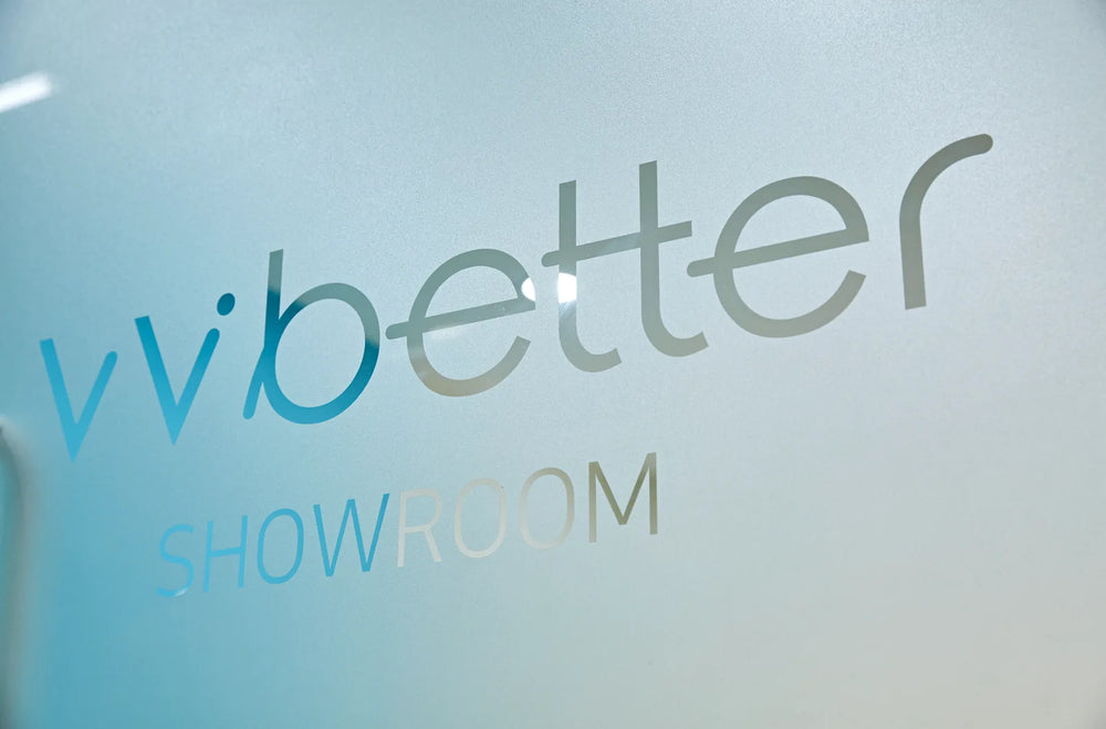 The VVBETTER showroom wordmark in Seoul